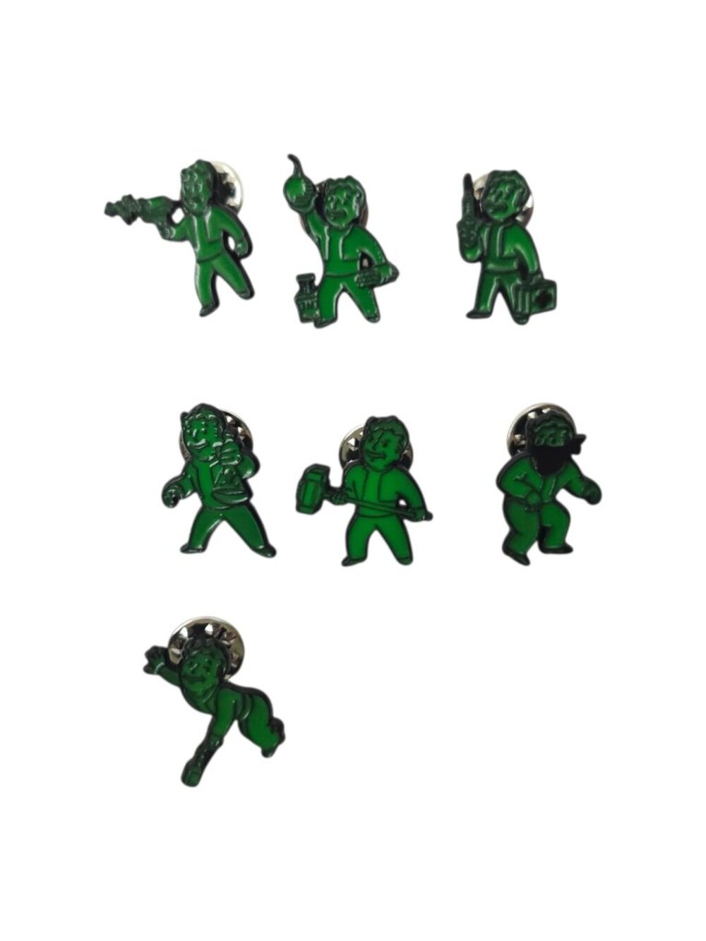 Fallout Vault Boy Glow in the Dark Green Perk Enamel Pin Lot Set Of 7 Pip Boy